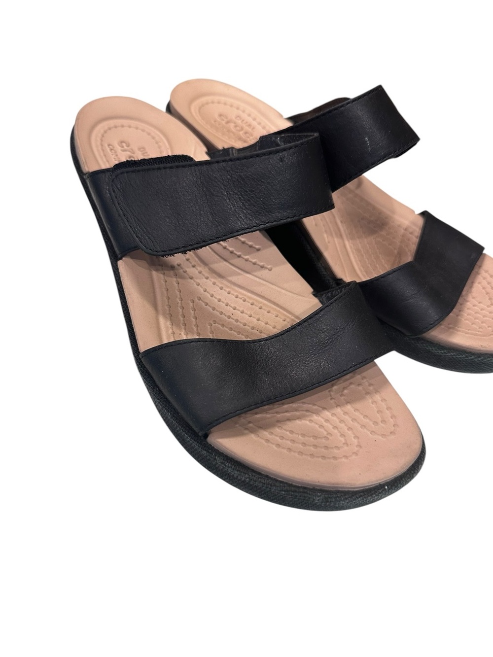 Women’s CROCS Dual Comfort Wedge Sandals Espadrilles Shoes Black Size 7 - Picture 3 of 9